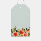 Mint Green Waterverf Rozen Weddenschap Bedankt Cadeaulabel (Achterkant)