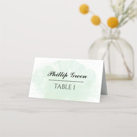 Mint Green Waterverf Splash Wedding Plaatskaartje (Voorkant)