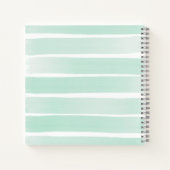 Mint Green Waterverf Stripe Custom Dankbaarheid Notitieboek (Achterkant)