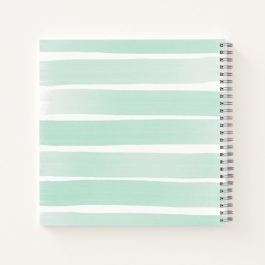 Mint Green Waterverf Stripe Custom Dankbaarheid Notitieboek (Achterkant)