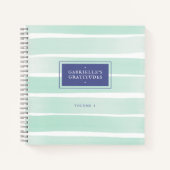 Mint Green Waterverf Stripe Custom Dankbaarheid Notitieboek (Voorkant)