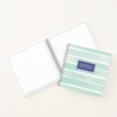 Mint Green Waterverf Stripe Custom Dankbaarheid Notitieboek (Binnen)