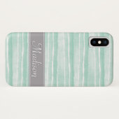 Mint Green Waterverf Stripes Pattern Case-Mate iPhone Case (Achterkant (horizontaal))