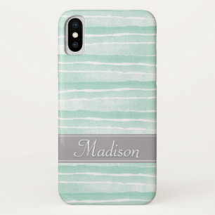 Mint Green Waterverf Stripes Pattern Case-Mate iPhone Case