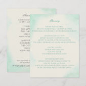 Mint Green Waterverf Trouwboekje Informatiekaartje (Voorkant / Achterkant)