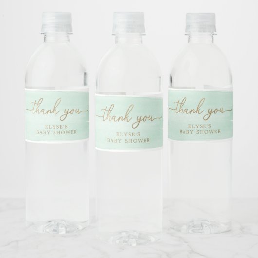 Mint Green Waterverf Water Fles Favoriet Waterfles Etiket (Flessen)