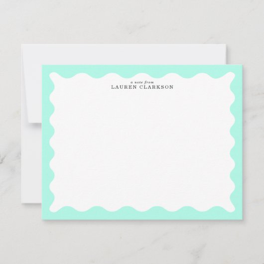 Mint Green Wavy Frame Note Card Kaart (Voorkant)