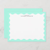 Mint Green Wavy Frame Note Card Kaart (Voorkant / Achterkant)