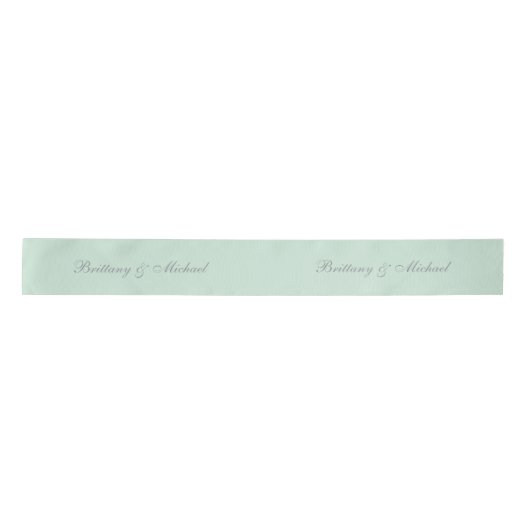 Mint Green Wedding Elegant Calligraphy Script Satijnen Lint (Voorkant)