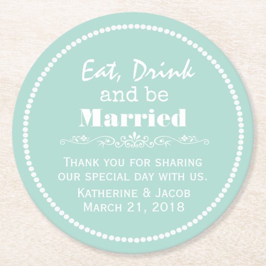 Mint Green Wedding Hartelijk dank voor Onderzetter (Voorkant)