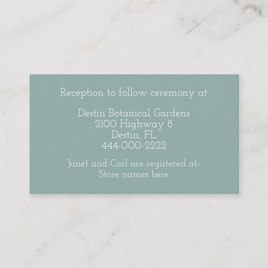 Mint Green Wedding Information Kaart (Voorkant)