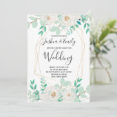 Mint Green Wedding Invitation Floral nodigt uit Kaart (Staand voorkant)