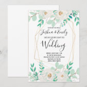 Mint Green Wedding Invitation Floral nodigt uit Kaart (Voorkant / Achterkant)