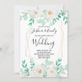 Mint Green Wedding Invitation Floral nodigt uit Kaart