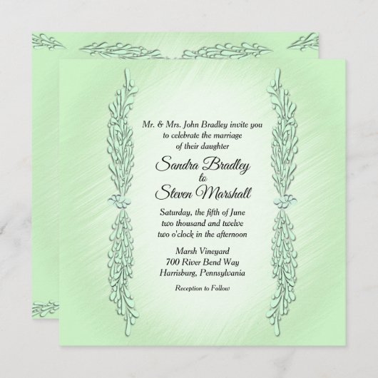 Mint Green Wedding Invitation Kaart (Voorkant / Achterkant)