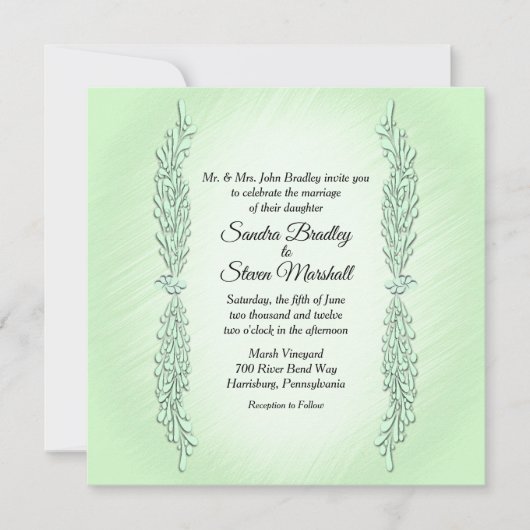 Mint Green Wedding Invitation Kaart (Voorkant)