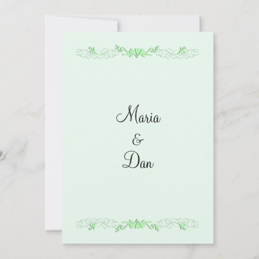 Mint Green Wedding Invitations Kaart (Achterkant)