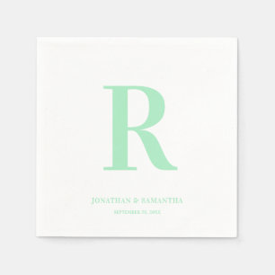 Mint Green Wedding Monogram Modern Servet