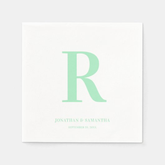 Mint Green Wedding Monogram Modern Servet (Voorkant)