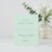 Mint Green Wedding Place Card - Gedrukte gastnaam (Staand voorkant)