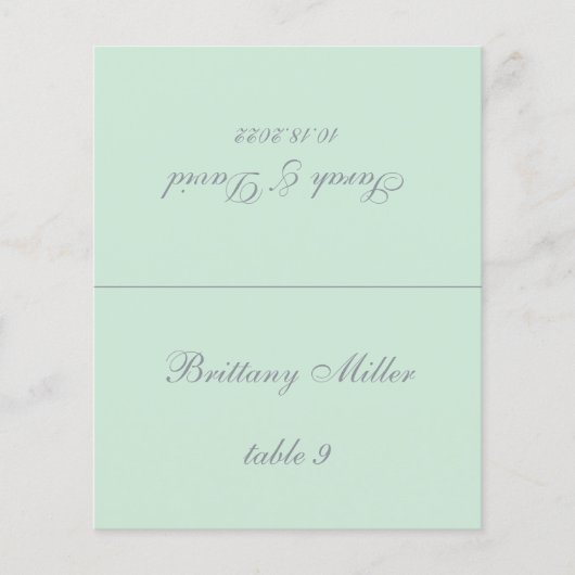 Mint Green Wedding Place Card - Gedrukte gastnaam (Voorkant)