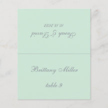 Mint Green Wedding Place Card - Gedrukte gastnaam