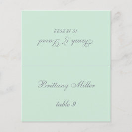 Mint Green Wedding Place Card - Gedrukte gastnaam