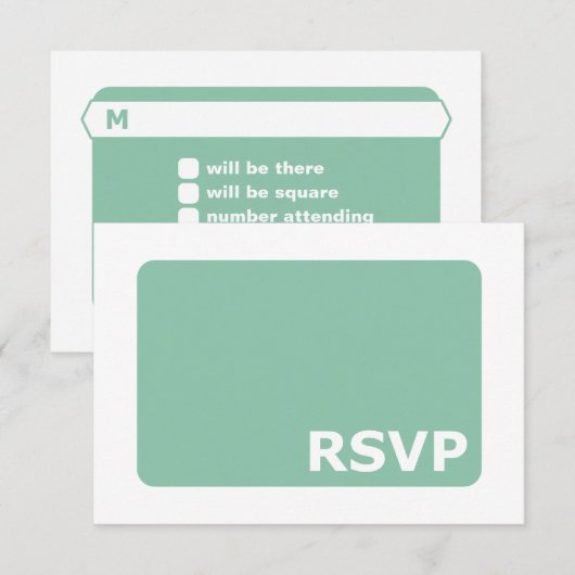 Mint Green Wedding RSVP Kaartje (Voorkant / Achterkant)