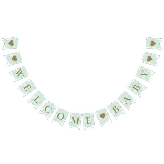 Mint Green Welcome Baby Bunting Flags Vlaggetjes (Alle)