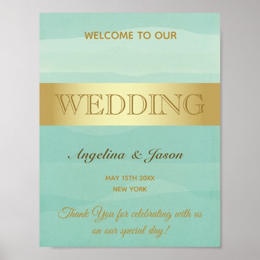Mint Green Welcome Wedding Poster (Voorkant)
