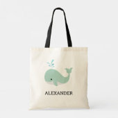 Mint Green Whale Kinderen Cute Personalized Tote Bag (Achterkant)