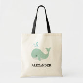Mint Green Whale Kinderen Cute Personalized Tote Bag (Voorkant)