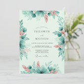 Mint Green Whimsical Spring Wedding Kaart (Staand voorkant)