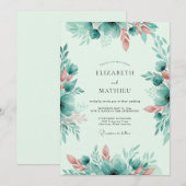 Mint Green Whimsical Spring Wedding Kaart (Voorkant / Achterkant)