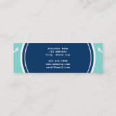 Mint Green White Anchors, Navy Blue Monogram Mini Visitekaartje (Achterkant)