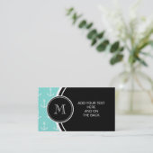 Mint Green White Anchors Pattern, Black Monogram Visitekaartje (Staand voorkant)