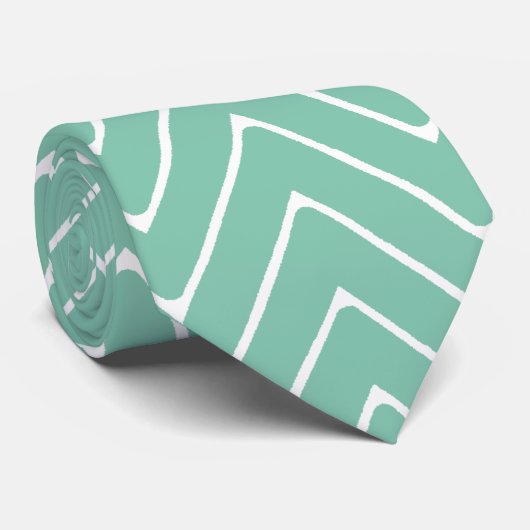 Mint Green White Chevron Pattern 2A Stropdas (Opgerold)