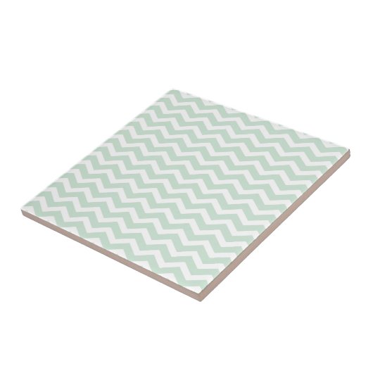 Mint Green White Chevron Pattern Tegeltje (Zijkant)