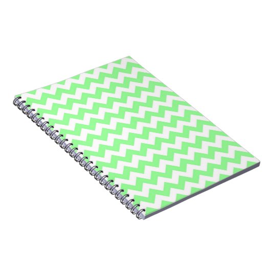 Mint Green White Chevron Zig-Zag Pattern Notitieboek (Rechterzijde)