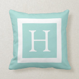 Mint Green White Custom Monogram Kussen