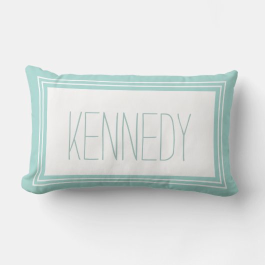 Mint Green White Custom Monogram Name Keepomwille Kussen (Voorkant)