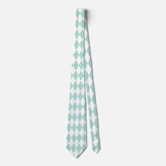 Mint Green & White Diamond Shapes Retro Stropdas (Voorkant)