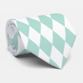 Mint Green & White Diamond Shapes Retro Stropdas (Opgerold)