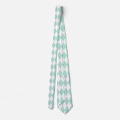 Mint Green & White Diamond Shapes Retro Stropdas (Achterkant)