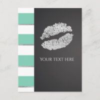 Mint Green & White Faux Silver Shimmer Lips Event