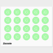 Mint Green White Framed Initiaal Monogram Ronde Sticker (Vel)
