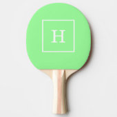 Mint Green White Framed Initiaal Monogram Tafeltennisbatje (Voorkant)