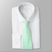 Mint Green & White Gingham Pattern Stropdas (Gebonden)