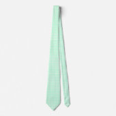 Mint Green & White Gingham Pattern Stropdas (Voorkant)