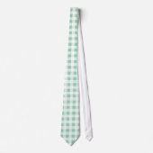Mint Green White Gingham Pattern Stropdas (Voorkant)